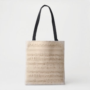 Vintage beige Musiknoten Tasche