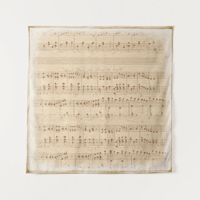 Vintage beige Musiknoten Wandteppich (Vorderseite)