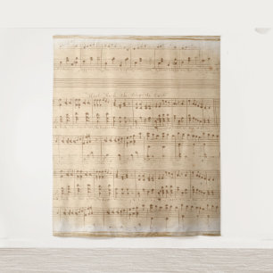 Vintage beige Musiknoten Wandteppich