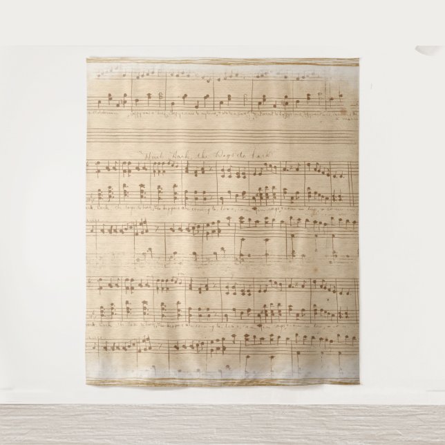 Vintage beige Musiknoten Wandteppich (Vorderseite)