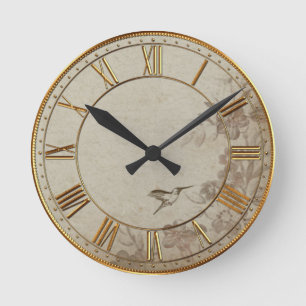 Vintage Beige Runde Wanduhr