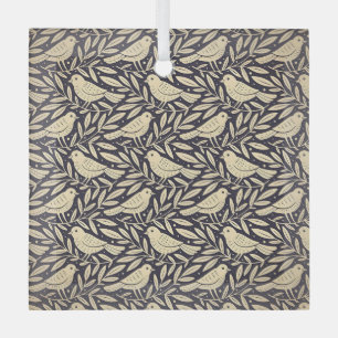 Vintage beige Vogel Muster auf dunklem Hintergrund Ornament Aus Glas