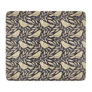 Vintage beige Vogel Muster auf dunklem Hintergrund Schneidebrett