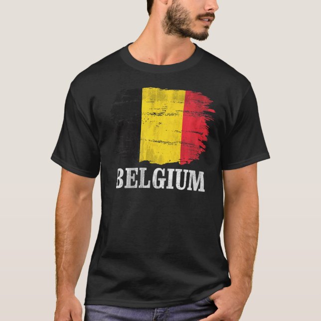 Vintage belgische Flagge T-Shirt (Vorderseite)
