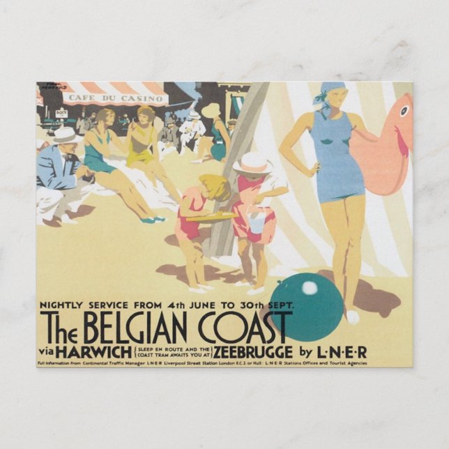 Vintage belgische Küste Belgien Postkarte (Vorderseite)