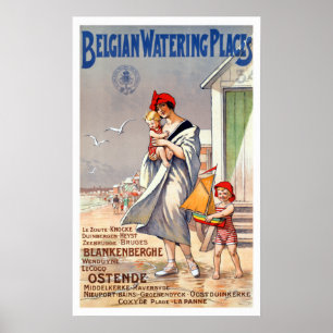 Vintage belgische Strände Poster