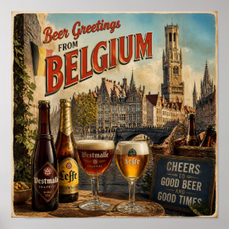 Vintage Belgisches Kanal-Bier-Reiseposter Poster