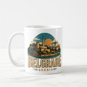 Vintage Belgrad Serbien Reise Kunst Wahrzeichen Kaffeetasse