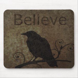Vintage Believe Krähe Mousepad