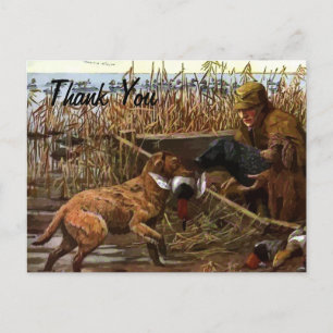 Vintage bemalte Retriever Dankeschön-Postkarte Postkarte