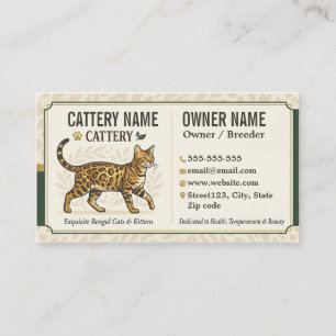 Vintage Bengal-Katzenzüchter individuell anpassbar Visitenkarte