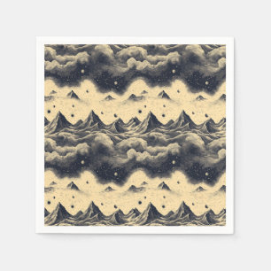Vintage Bergwolkenlandschaft (3) Serviette