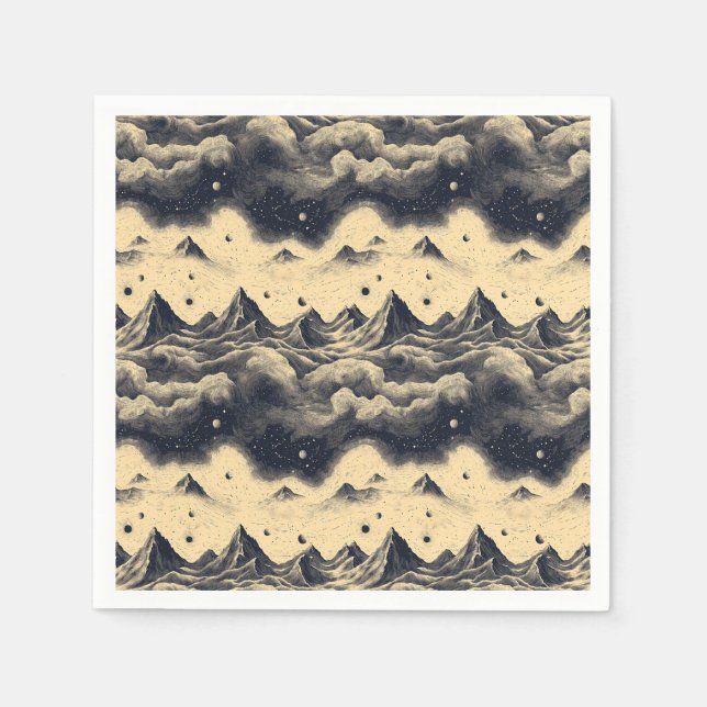 Vintage Bergwolkenlandschaft (3) Serviette (Vorderseite)