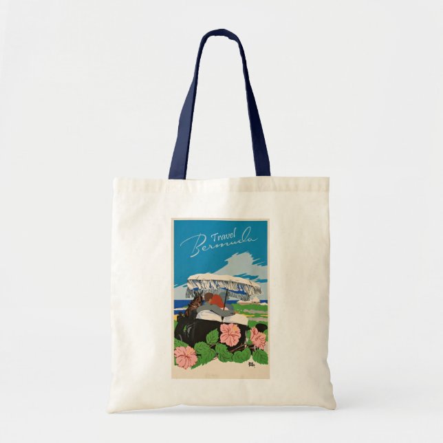 Vintage Bermuda Reisen Kunst, Dichtung und Musik Tragetasche (Vorne)