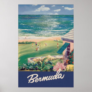 Vintage-Bermuda-Reiseplakatdruck, Küstenregion Poster