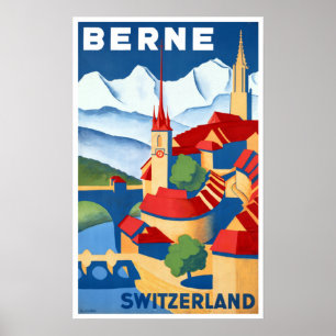 Vintage Bern Schweiz Reise Poster