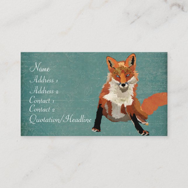 Vintage Bernsteinfox-Geschäfts-Karte Visitenkarte (Vorderseite)