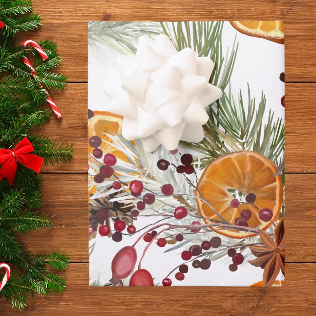 Vintage Berry Citrus und Pine Weihnachtsfeiertag Geschenkpapier Set (Von Creator hochgeladen)
