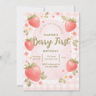 Vintage Berry First Birthday Invitation