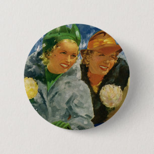 Vintage beste Freunde! Elegante und stilvolle Frau Button