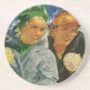 Vintage beste Freunde! Elegante und stilvolle Frau Getränkeuntersetzer