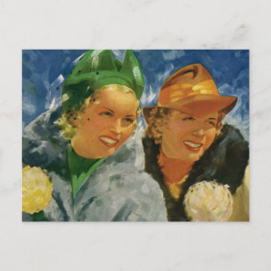 Vintage beste Freunde! Elegante und stilvolle Frau Postkarte
