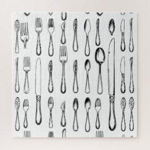 Vintage-Besteck-Skizzenmuster Elegant