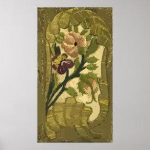 Vintage bestickte Blätter und Blume Poster