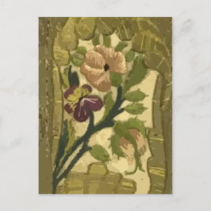 Vintage bestickte Blätter und Blume Postkarte