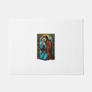 Vintage betende religiöse Figur Vektor-Shirt Desi Fußmatte