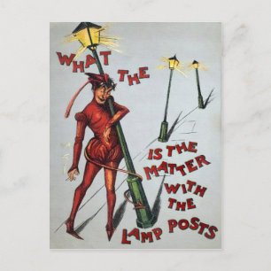 Vintage Betrunkener Teufel Postkarte