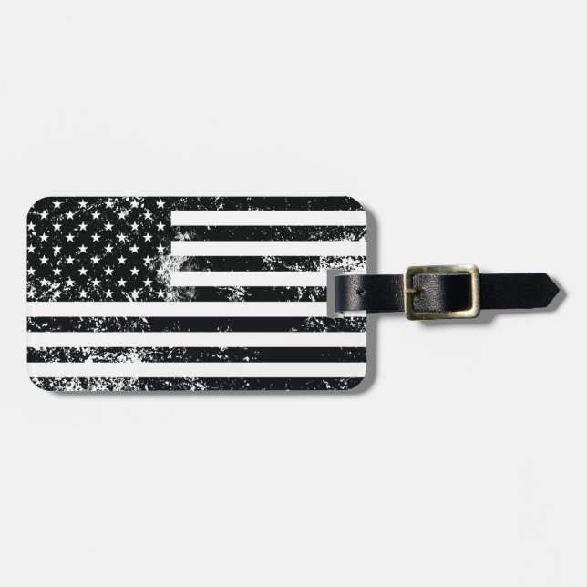 Vintage beunruhigte amerikanische Flagge Gepäckanhänger (Vorderseite horizontal)