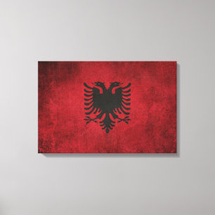 Vintage beunruhigte Flagge von Albanien Leinwanddruck