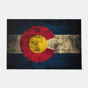 Vintage beunruhigte Flagge von Colorado Fußmatte