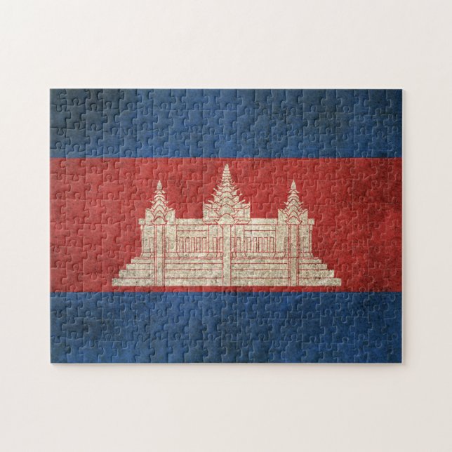 Vintage beunruhigte Flagge von Kambodscha (Horizontal)