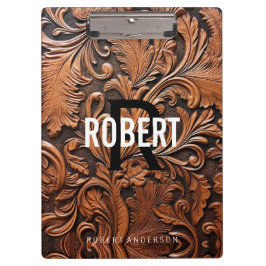 Vintage Bezeichnung für ein Monogramm aus Glattled Klemmbrett