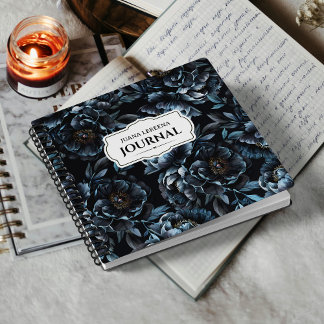 Vintage Bezeichnung für Midnight Blue Peonies Notizbuch