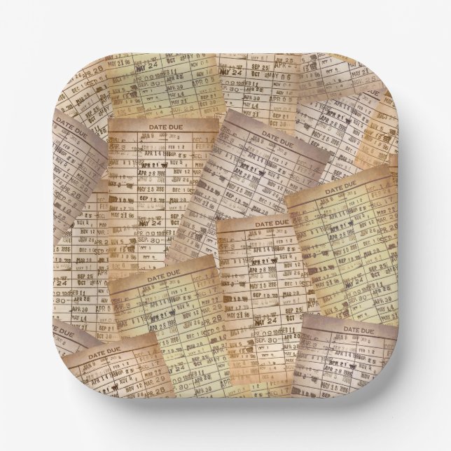 Vintage Bibliothek Pappteller (Vorderseite)