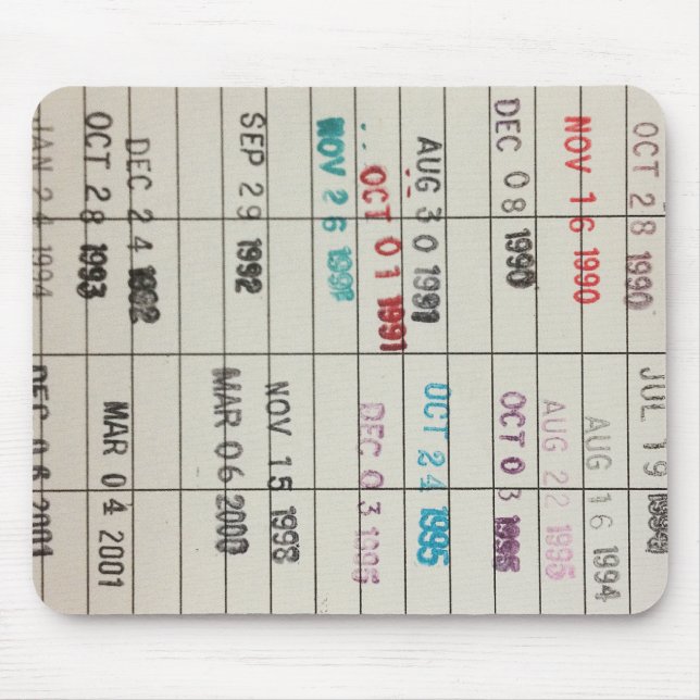 Vintage Bibliotheks-Abgabefrist-Karten Mousepad (Vorne)