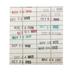 Vintage Bibliotheks-Abgabefrist-Karten Notizblock