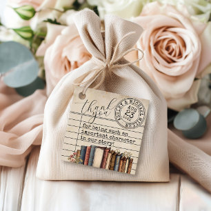 Vintage-Bibliotheksausweis-Bücher Hochzeit Danke Geschenkanhänger