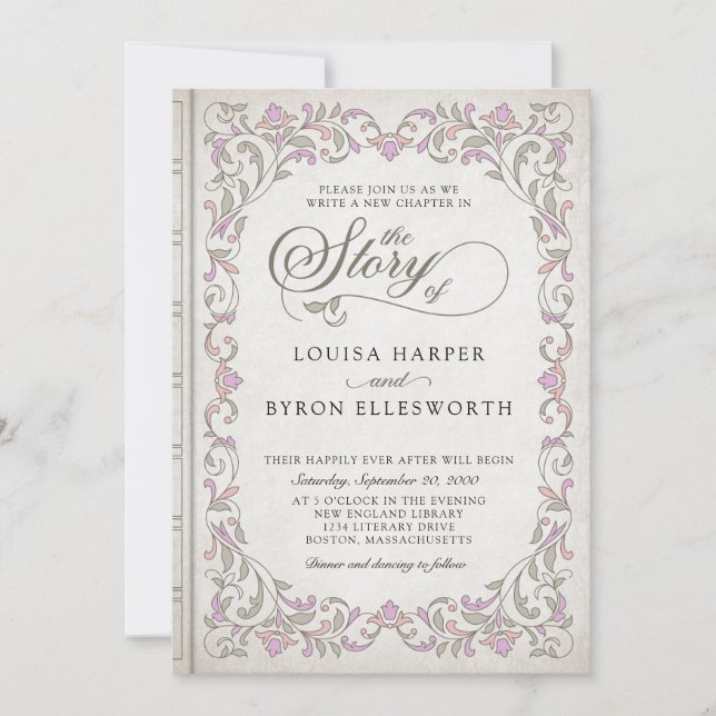 Vintage Bibliotheksbücherei Märchenmesse Einladung (Vorderseite)