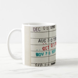 Vintage-Bibliotheksfälligkeitskarten Kaffeetasse