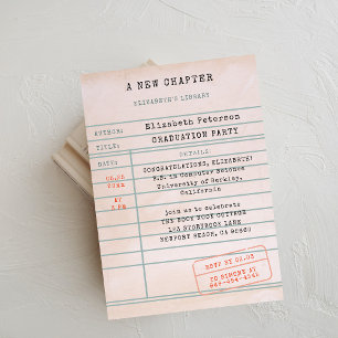 Vintage-Bibliothekskarte Buchliebhaber Abschlussfe Einladung