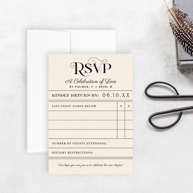 Vintage Bibliothekskarte Hochzeitskarte RSVP Karte (Von Creator hochgeladen)