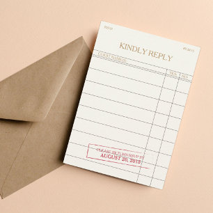 Vintage-Bibliothekskarte RSVP Karte