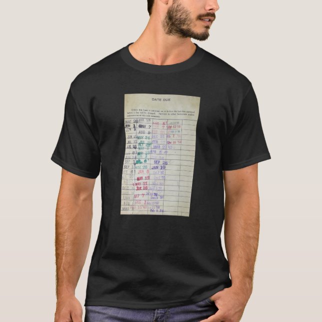Vintage Bibliothekskarte T-Shirt (Vorderseite)