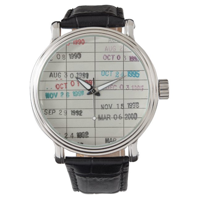 Vintage Bibliothekskarten Armbanduhr (Vorderseite)
