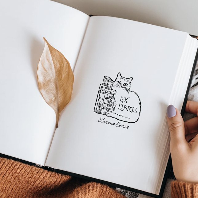 Vintage Bibliothekskatze Gummistempel (Von Creator hochgeladen)