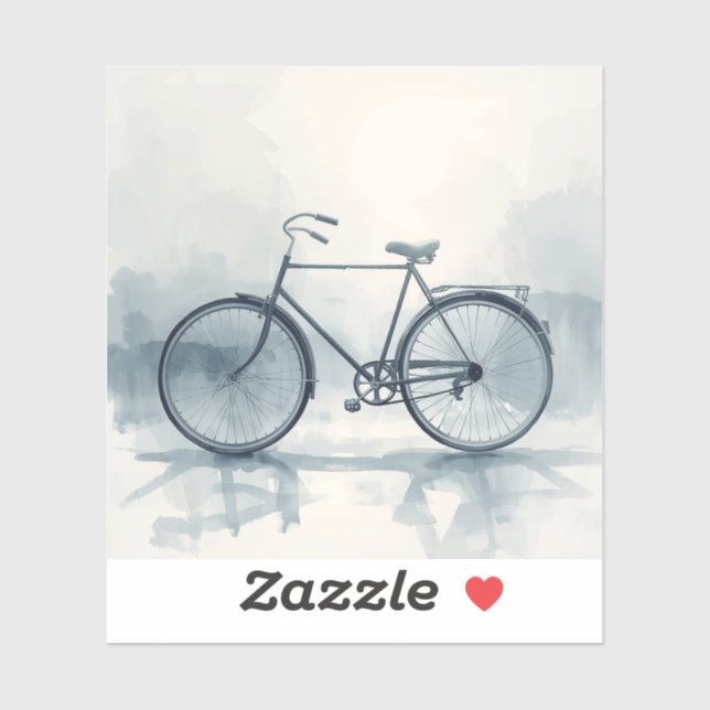 Vintage Bicycle Art in White & Blue Aufkleber (Blatt)